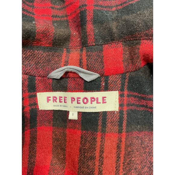 Free People 'Mari' Red Plaid Blazer Size S - Picture 4 of 5